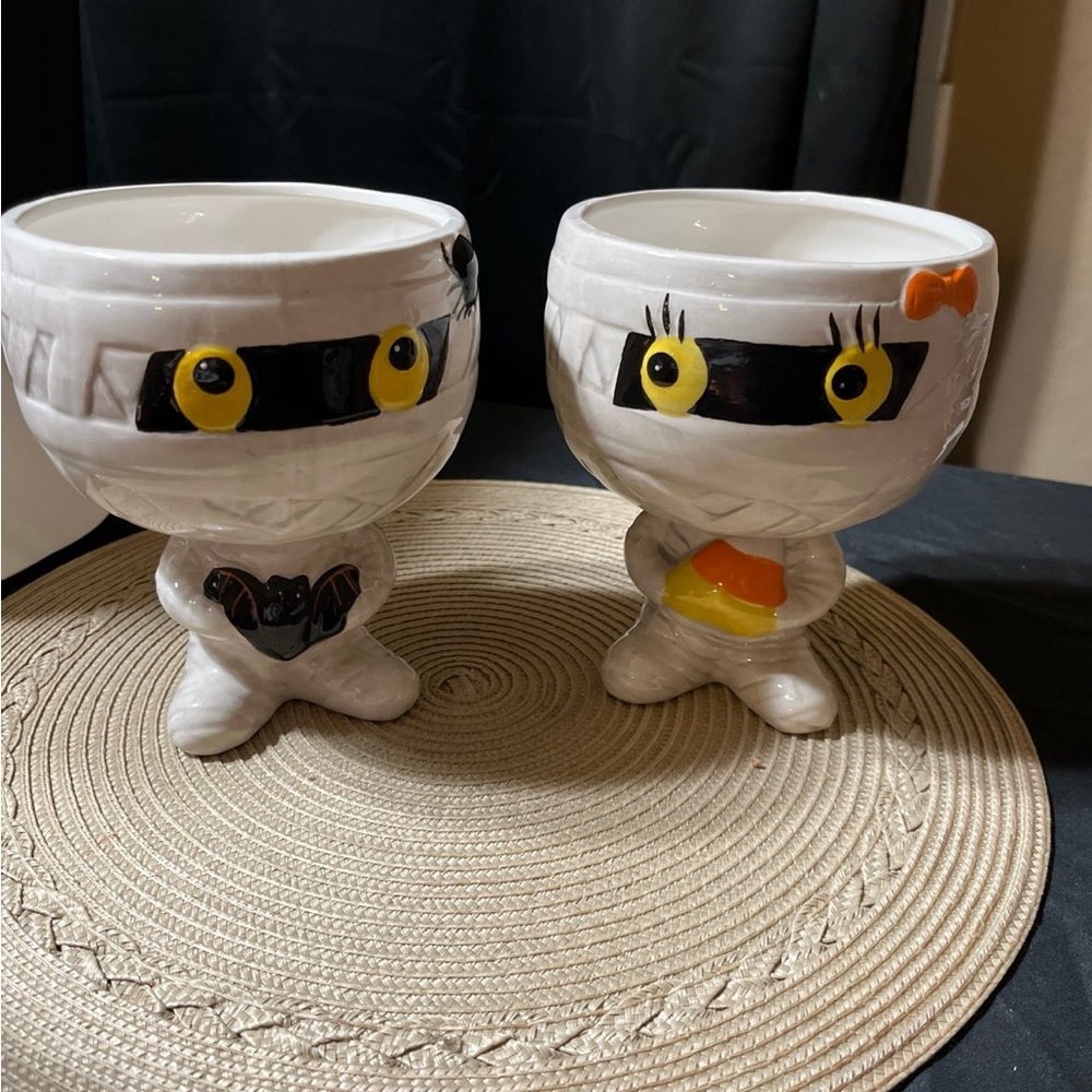 Halloween Boy and Girl Mummy Candy Bowls